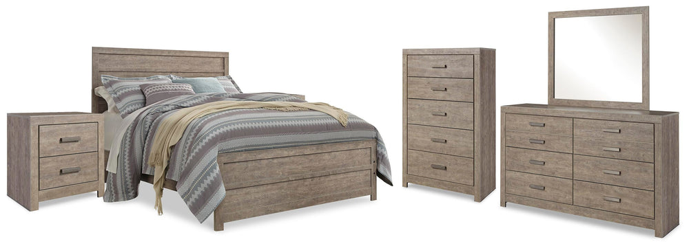 Culverbach Queen Panel Bed, Dresser, Mirror, Chest and 2 Nightstands - Gray (1)