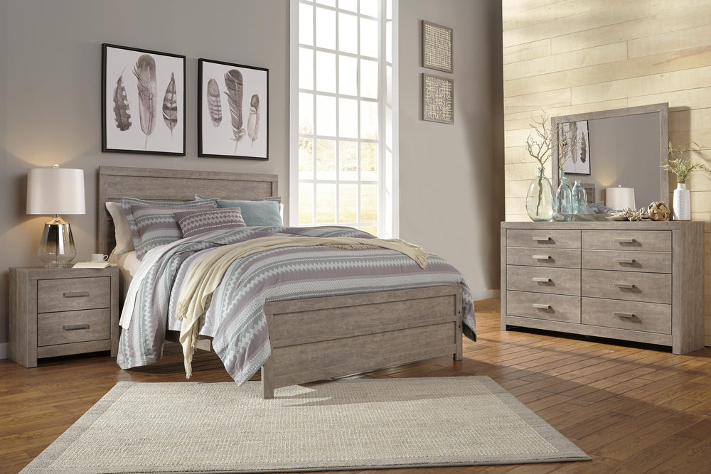 Culverbach Queen Panel Bed, Dresser and Mirror - Gray (1)