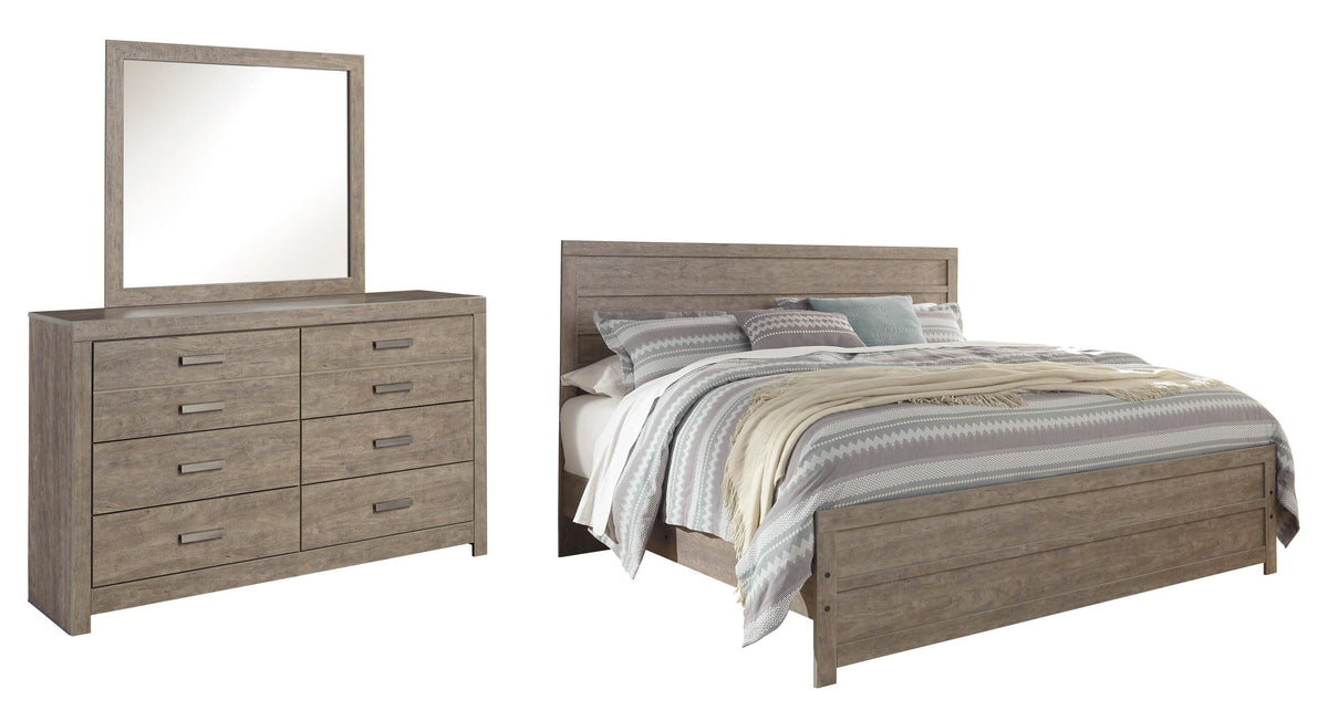 Culverbach King Panel Bed, Dresser and Mirror - Gray (2)