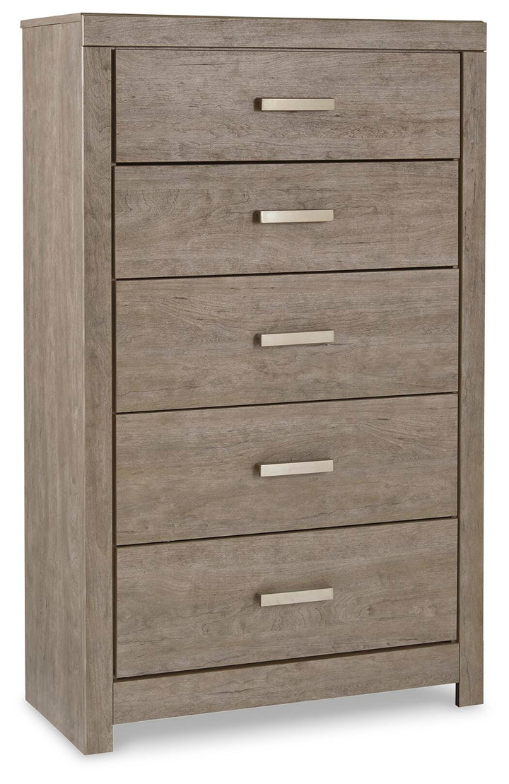 Culverbach King Panel Bed, Dresser, Mirror and Chest - Gray (6)