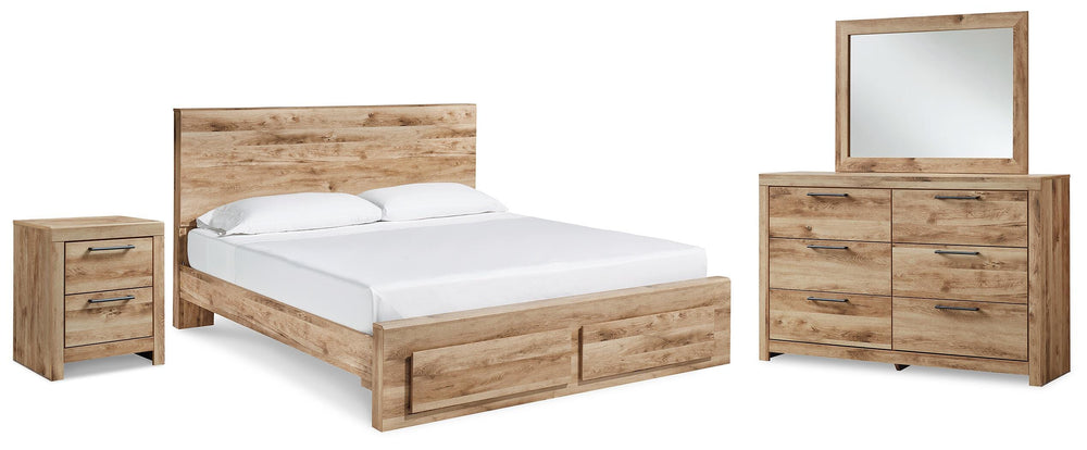 Hyanna Queen Panel Storage Bed, Dresser, Mirror and Nightstand - Tan Brown (1)