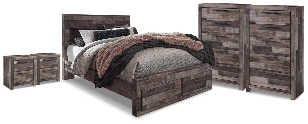 Derekson Queen Storage Bed, 2 Chests and 2 Nightstands - Multi Gray (1)