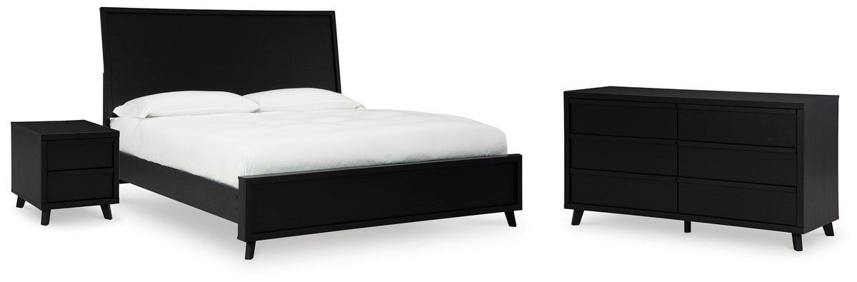 Danziar Queen Panel Bed, Dresser and Nightstand - Black (2)