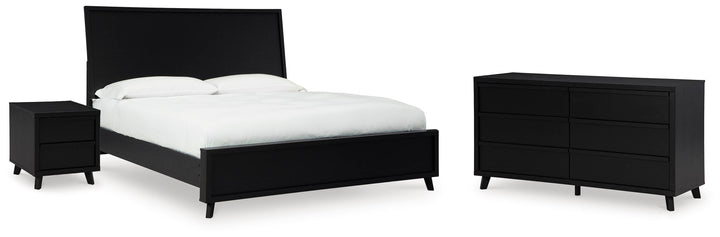 Danziar Queen Panel Bed, Dresser and Nightstand - Black (2)