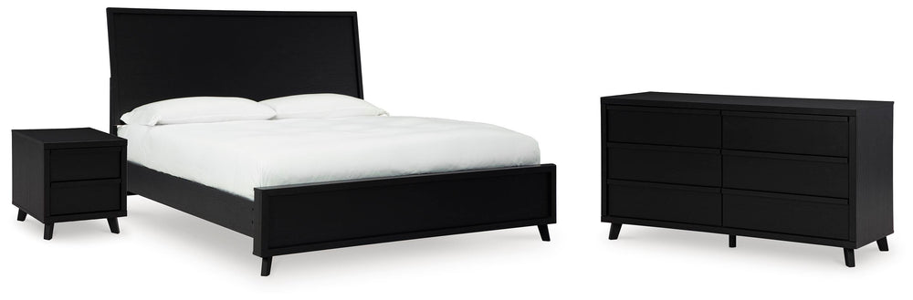 Danziar Queen Panel Bed, Dresser and Nightstand - Black (2)