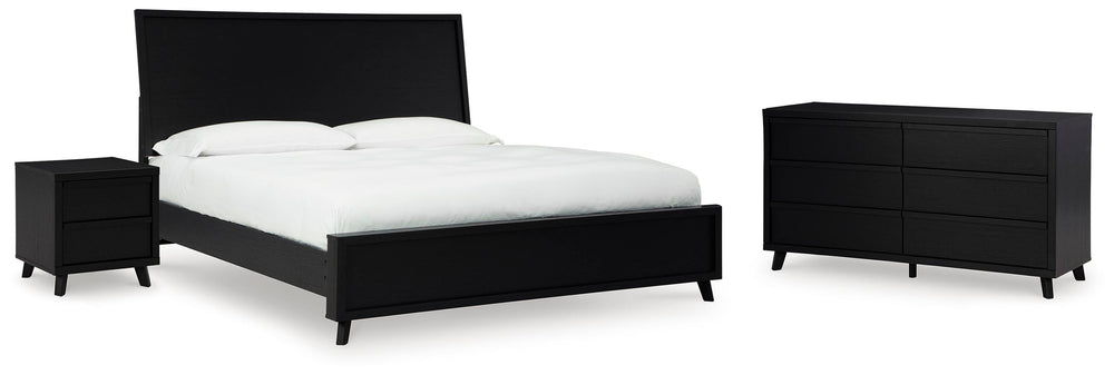 Danziar King Panel Bed, Dresser and Nightstand - Black (2)