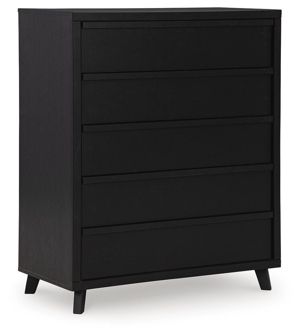 Danziar Wide Chest of Drawers - Black (1)