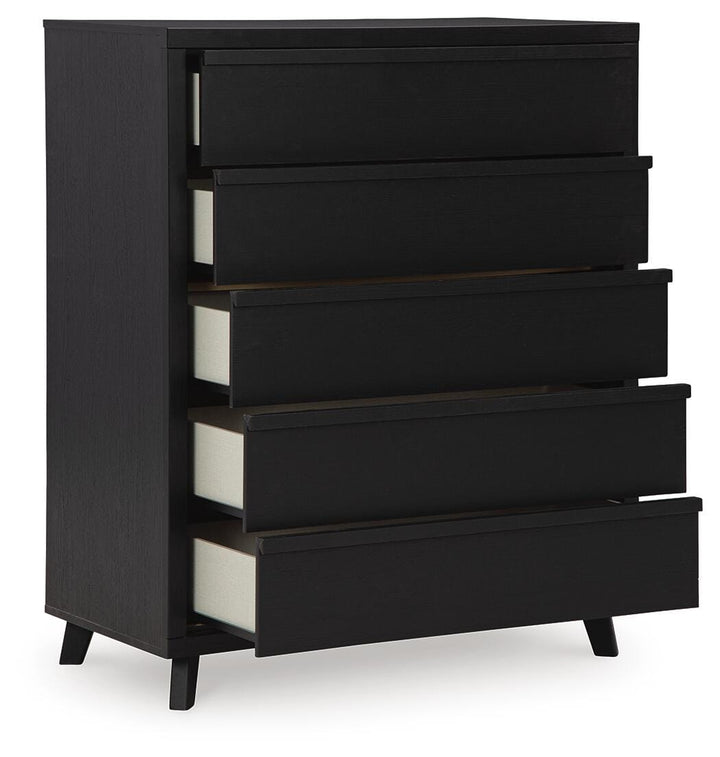 Danziar Wide Chest of Drawers - Black (3)