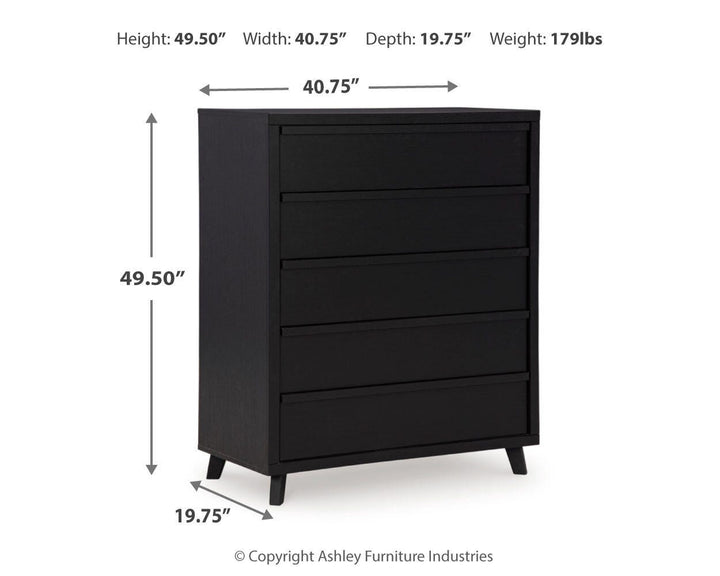 Danziar Queen Panel Bed, Chest and Nightstand - Black (16)