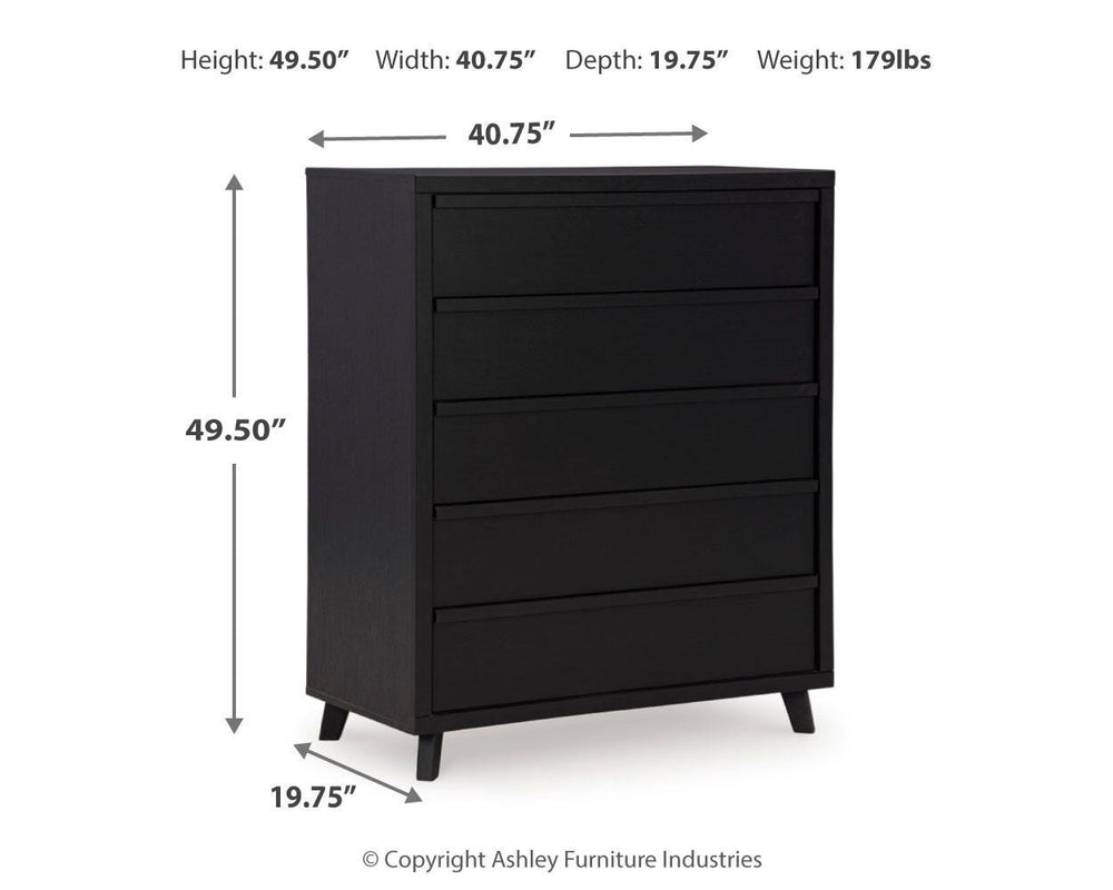 Danziar Queen Panel Bed, Chest and Nightstand - Black (16)