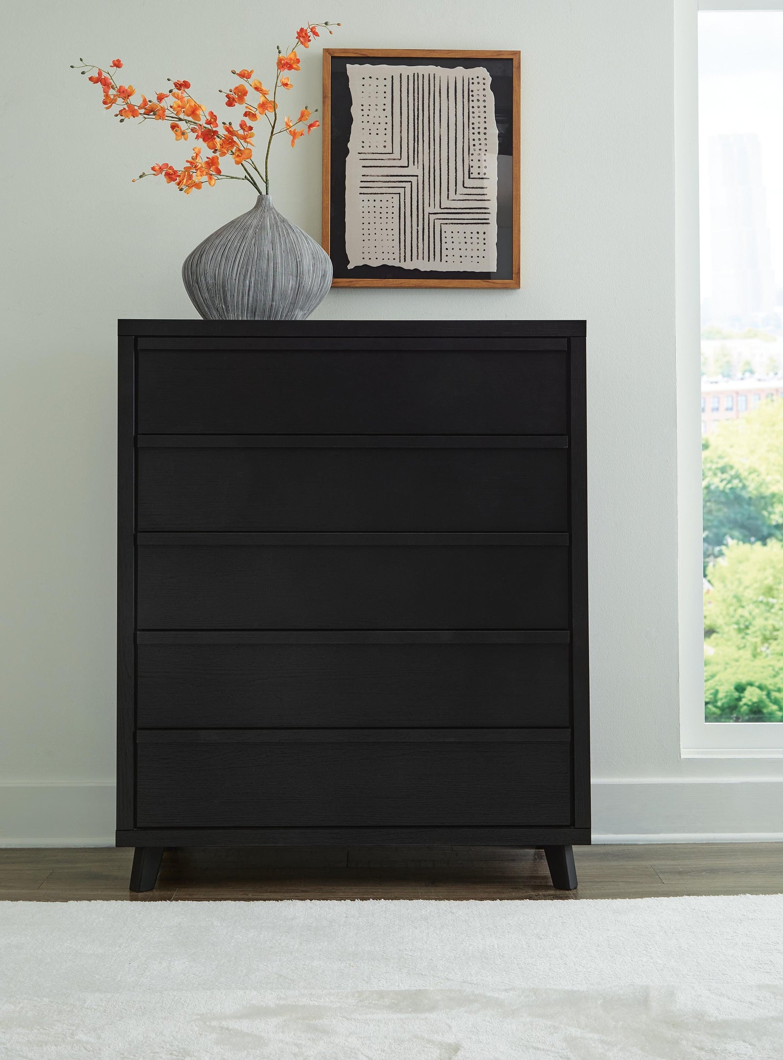 Danziar Wide Chest of Drawers - Black (2)