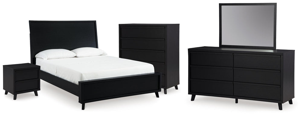 Danziar Queen Bed, Dresser, Mirror, Chest and Nightstand - Black (1)
