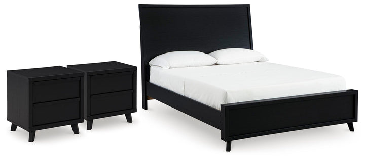 Danziar Queen Panel Platform Bed and 2 Nightstands (1)
