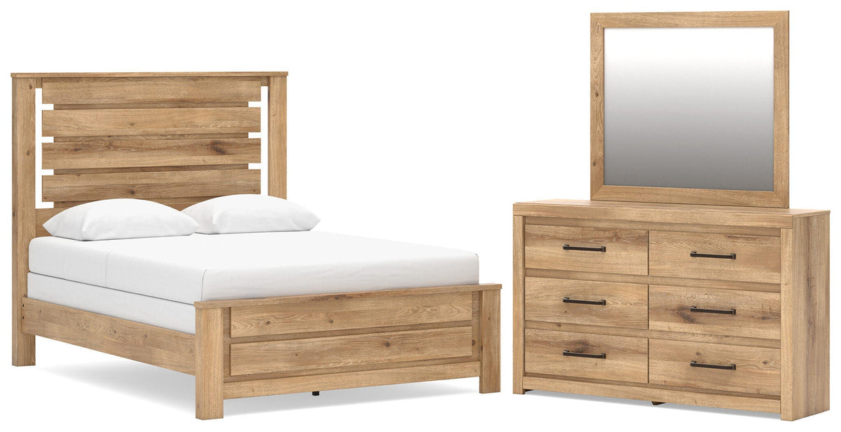 Brozmont Queen Panel Bed, Dresser and Mirror (1)