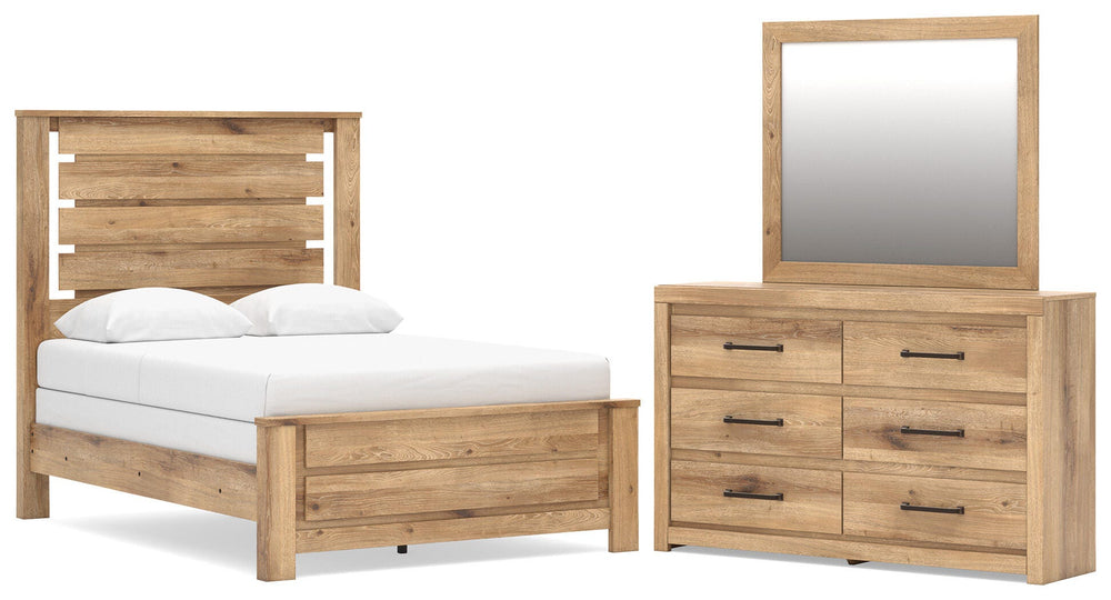 Brozmont Full Panel Bed, Dresser and Mirror (1)