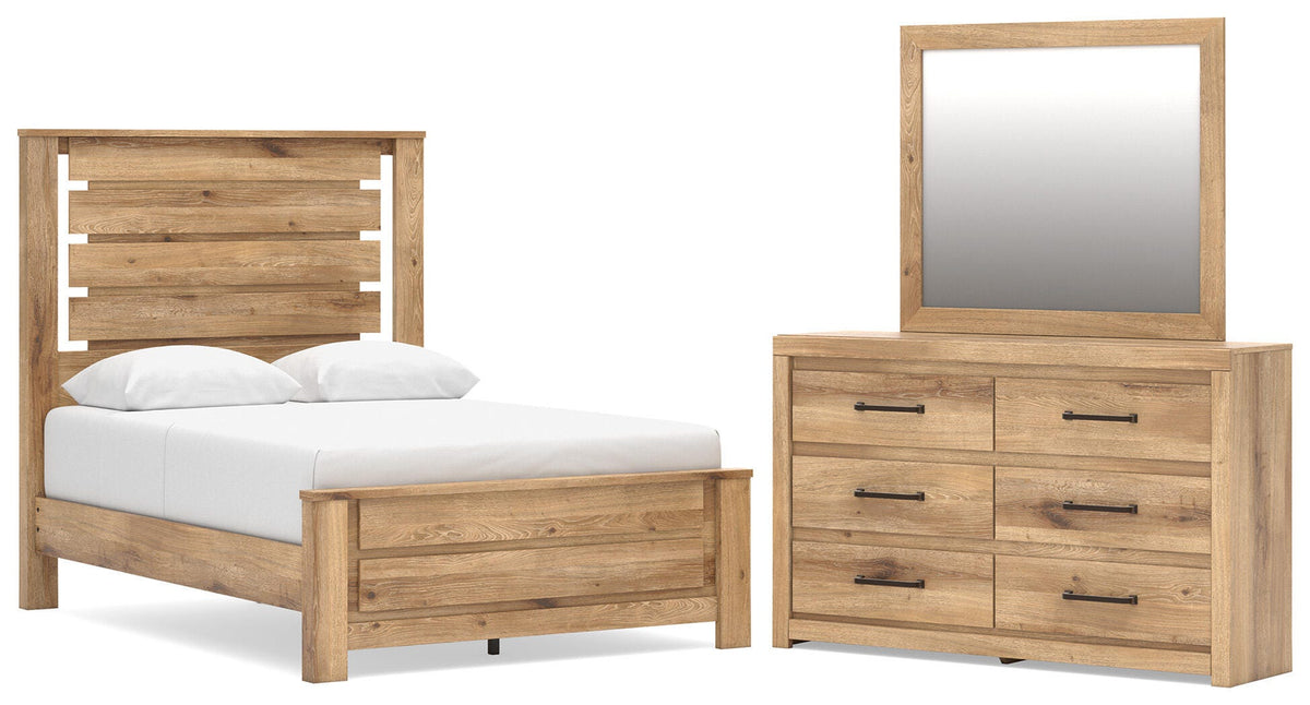 Brozmont Full Panel Platform Bed, Dresser and Mirror (1)