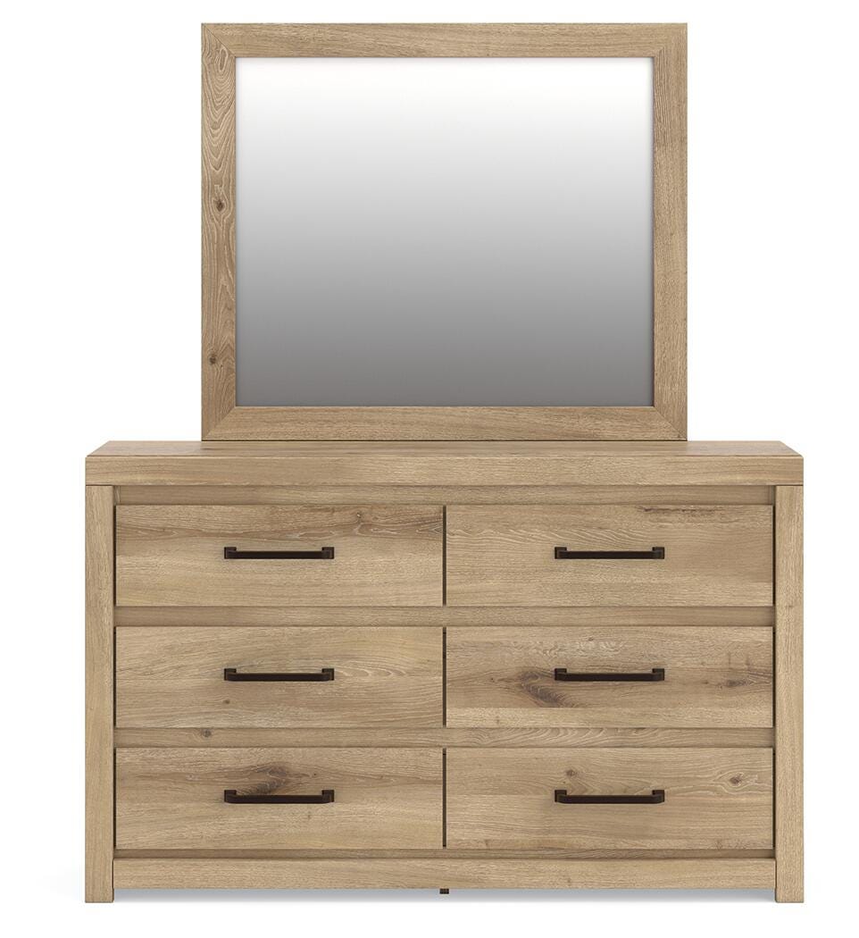 Brozmont Queen Panel Bed, Dresser and Mirror (2)