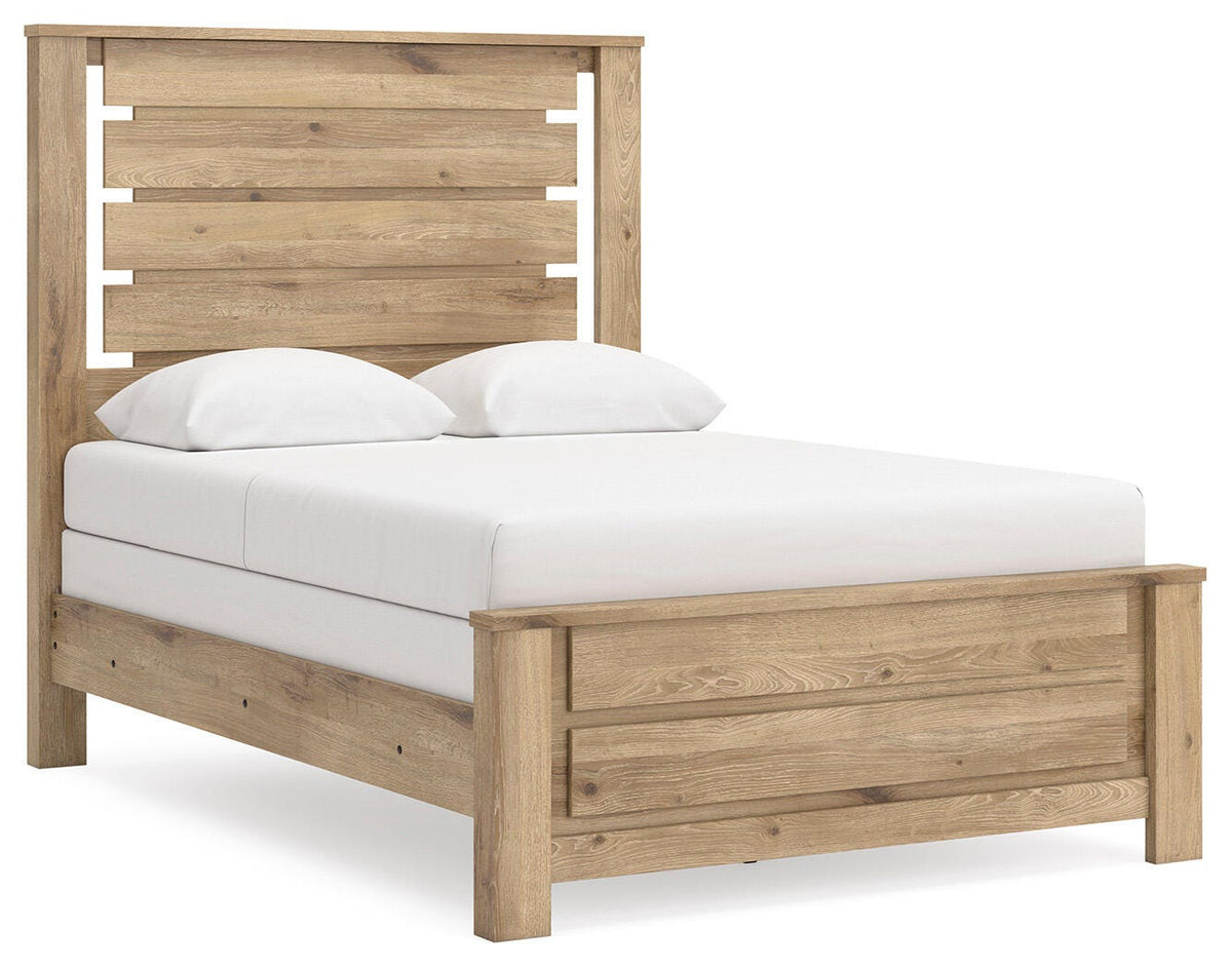 Brozmont Full Panel Bed - Tan (1)