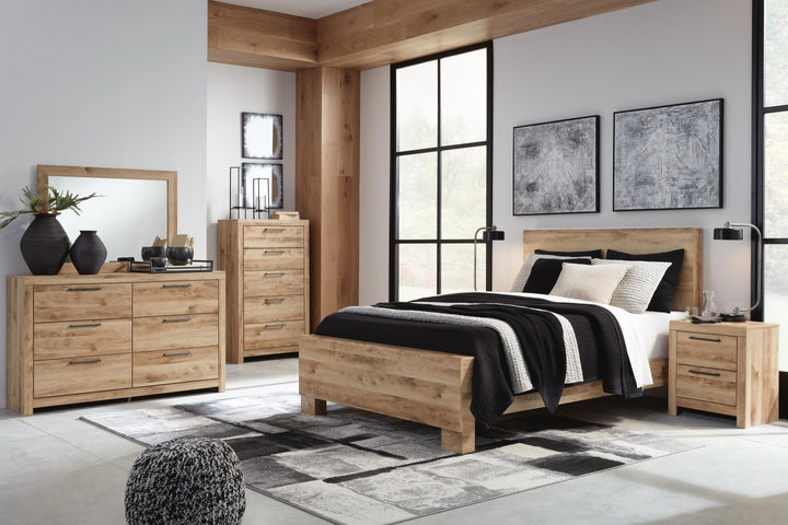 Hyanna Queen Panel Bed, Dresser and Mirror - Tan Brown (10)