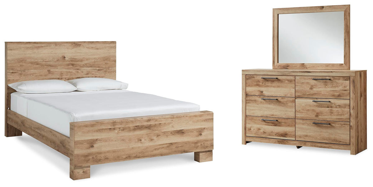 Hyanna Queen Panel Bed, Dresser and Mirror - Tan Brown (1)