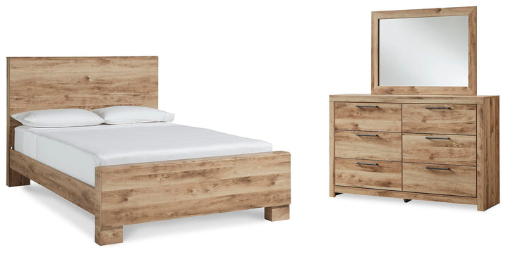 Hyanna Queen Panel Bed, Dresser and Mirror - Tan Brown (1)