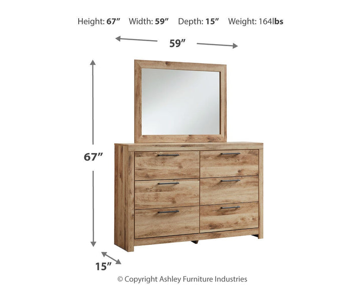 Hyanna Queen Panel Storage Bed with 1 Side Storage, Dresser and Mirror - Tan Brown (8)