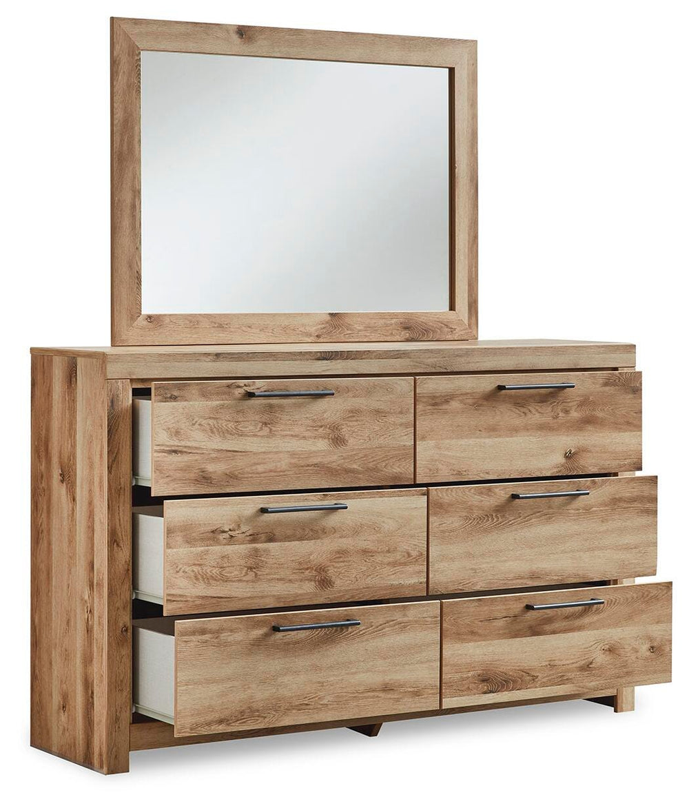 Hyanna Queen Panel Bed, Dresser, Mirror, Chest and Nightstand - Tan Brown (3)