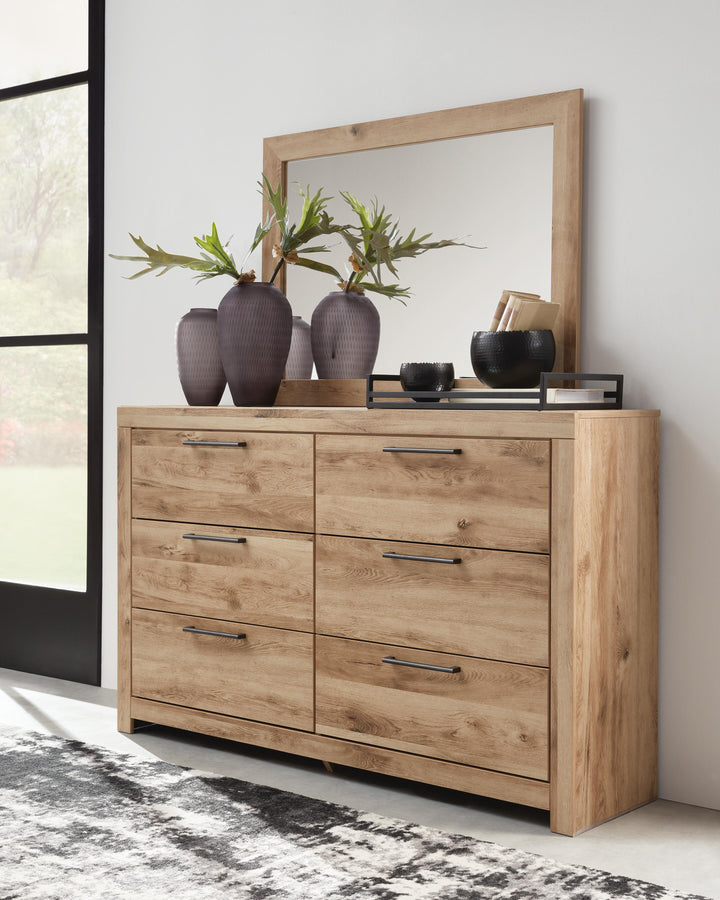 Hyanna Queen Panel Storage Bed with 2 Side Storage, Dresser and Mirror - Tan Brown (11)