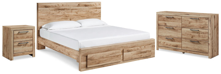 Hyanna Queen Panel Storage Bed, Dresser and Nightstand - Tan Brown (1)