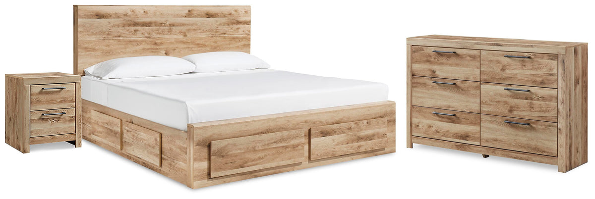 Hyanna Queen Storage Bed, Dresser and Nightstand - Tan Brown (1)