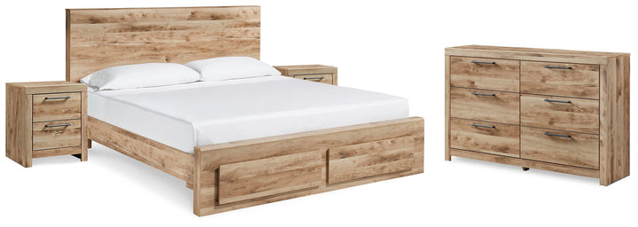 Hyanna Queen Storage Bed, Dresser and 2 Nightstands - Tan Brown (1)