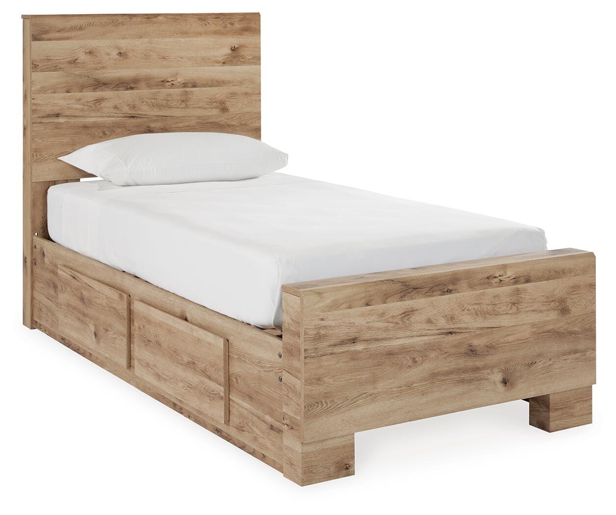 Hyanna Twin Panel Bed with 2 Side Storage - Beige (1)