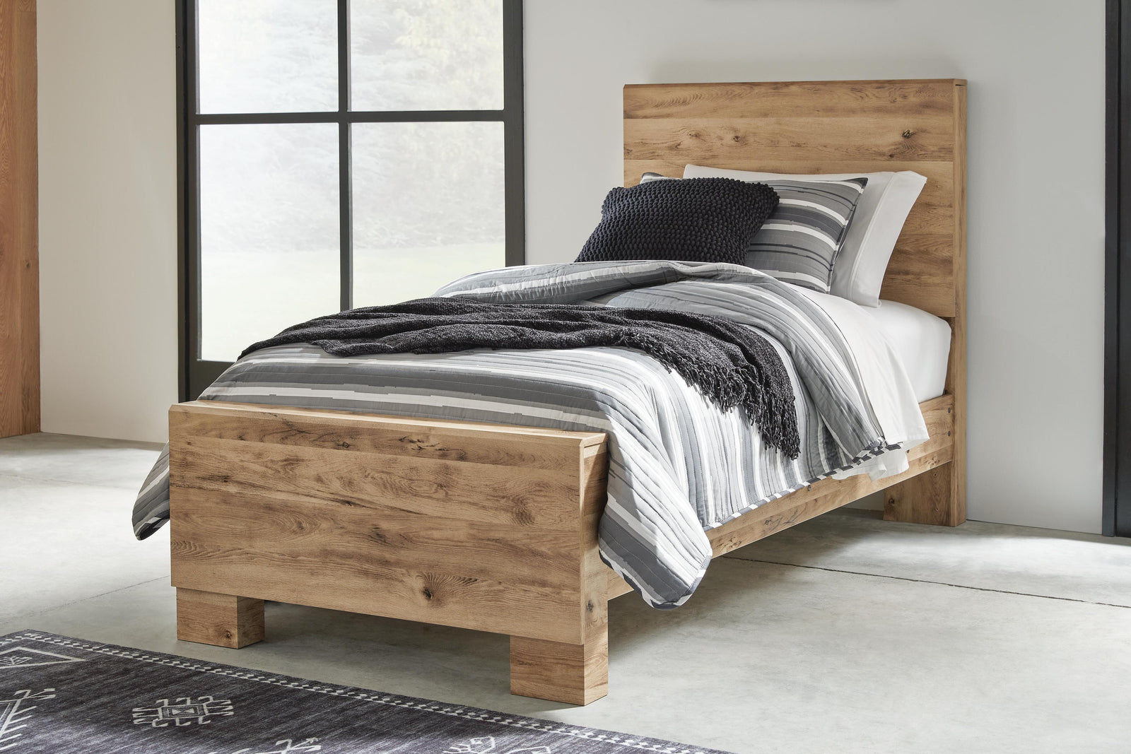 Hyanna Twin Panel Bed - Beige (2)