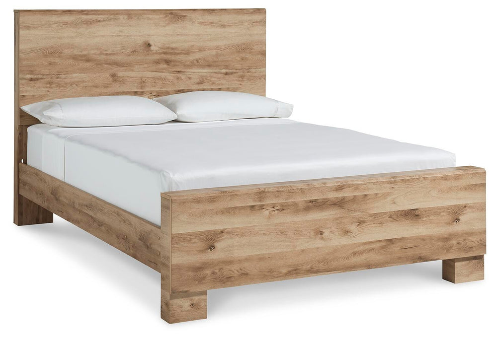 Hyanna Queen Panel Bed, Dresser, Mirror, Chest and Nightstand - Tan Brown (9)