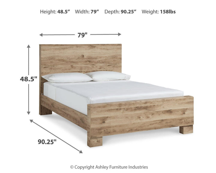 Hyanna King Panel Bed, Dresser, Mirror, and Nightstand - Tan Brown (14)