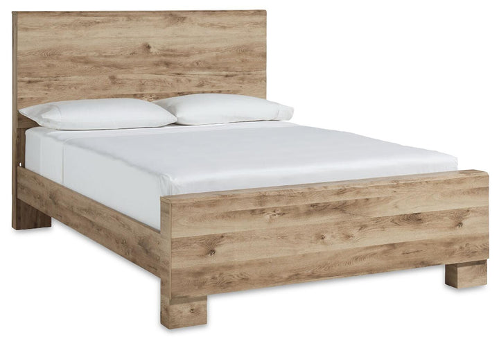 Hyanna King Panel Bed, Dresser, Mirror and 2 Nightstands - Tan Brown (5)