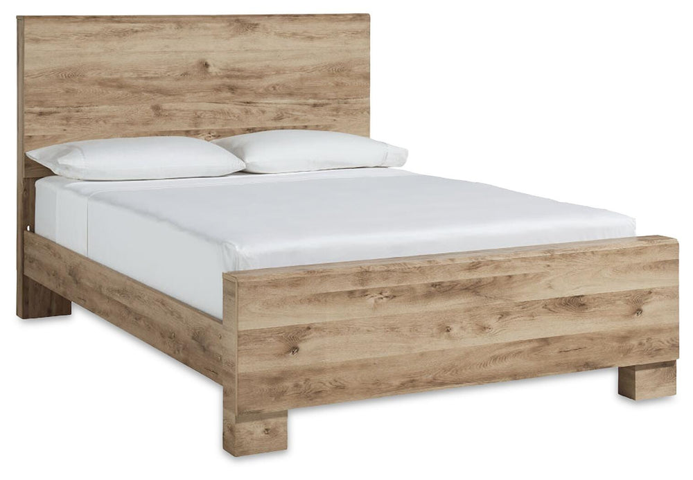 Hyanna King Panel Bed, Dresser, Mirror and 2 Nightstands - Tan Brown (5)
