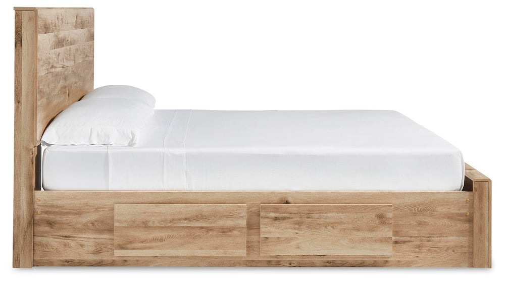 Hyanna King Panel Storage Bed with 2 Side Storage, Dresser and Mirror - Tan Brown (6)