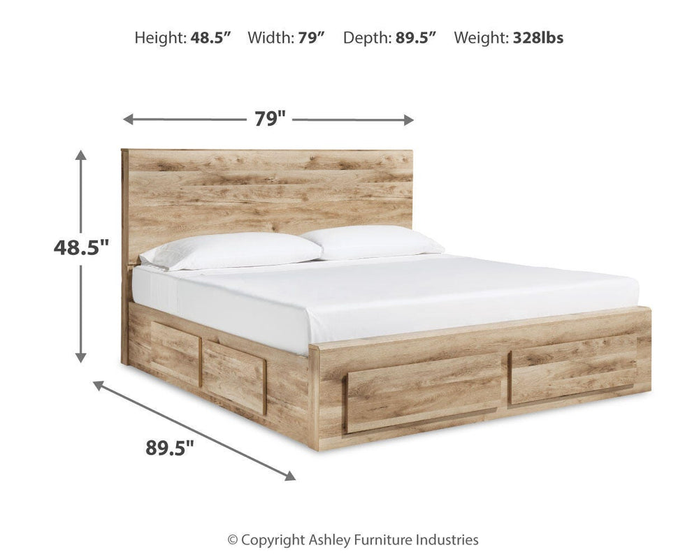 Hyanna King Panel Storage Bed with 2 Side Storage, Dresser and Mirror - Tan Brown (9)
