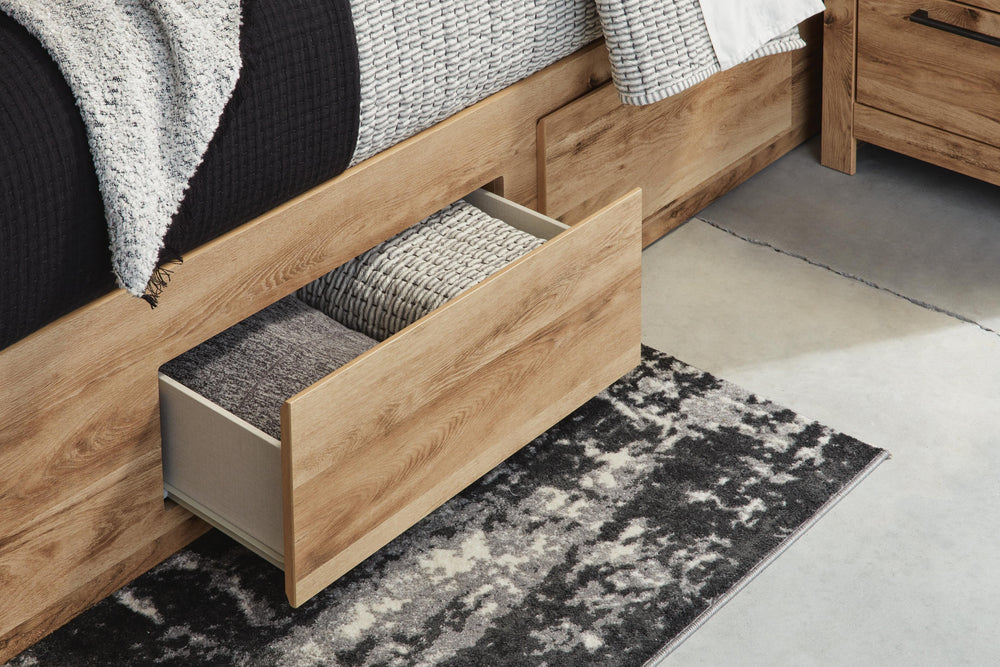 Hyanna Queen Panel Storage Bed with 2 Under Bed Storage Drawer - Tan Brown (6)