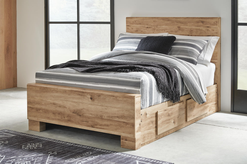 Hyanna Full Panel Bed with 2 Side Storage - Beige (2)
