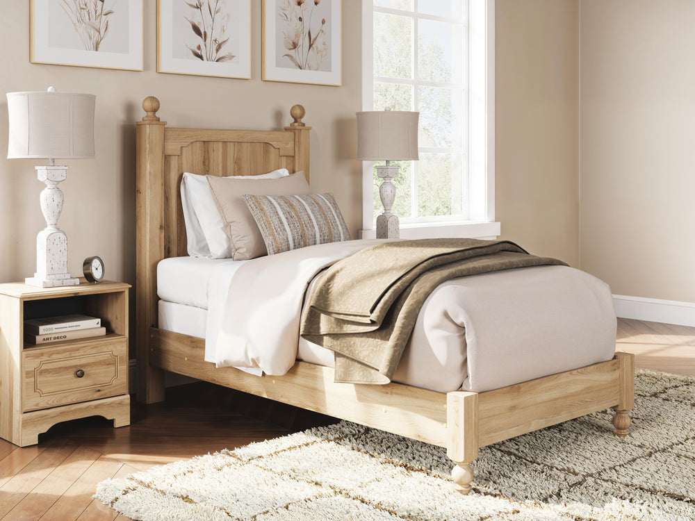 Aleaport Twin Panel Bed - Light Brown (8)