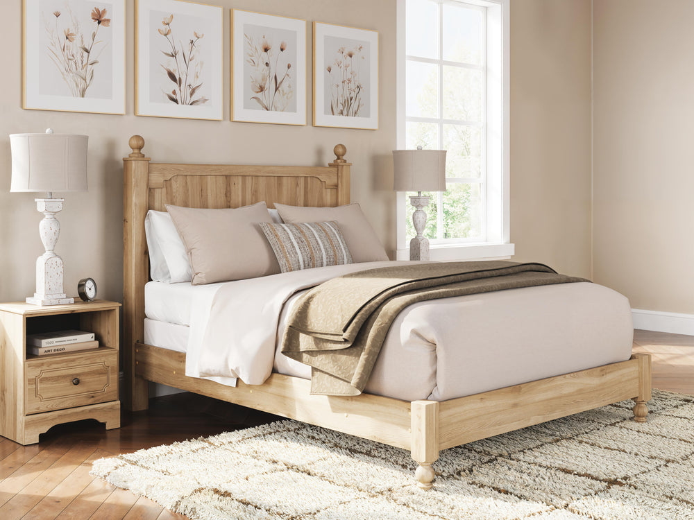 Aleaport Queen Panel Bed - Light Brown (8)