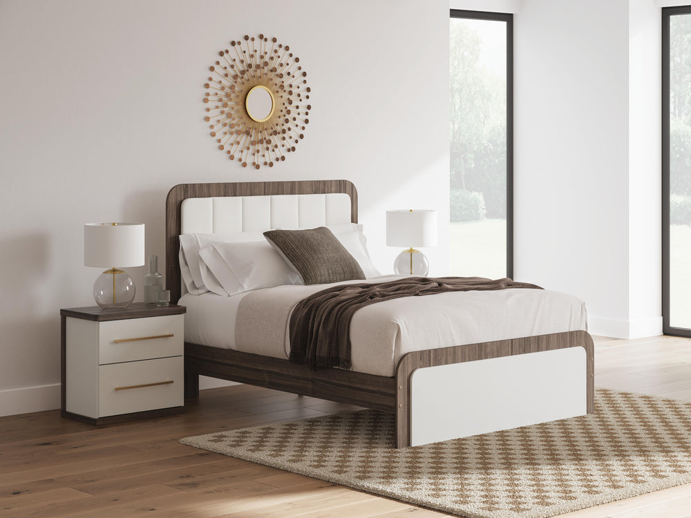 Kendanport Queen Upholstered Bed and 2 Nightstands (17)