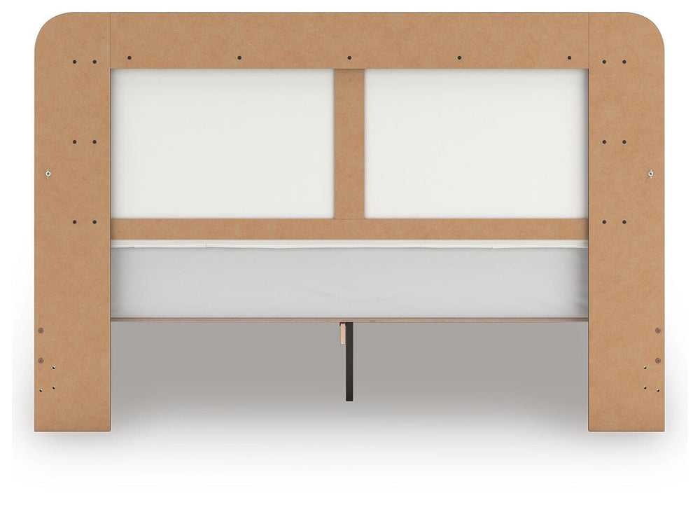 Kendanport King Upholstered Bed - White/Brown (8)