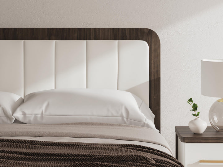 Kendanport King Upholstered Bed - White/Brown (11)