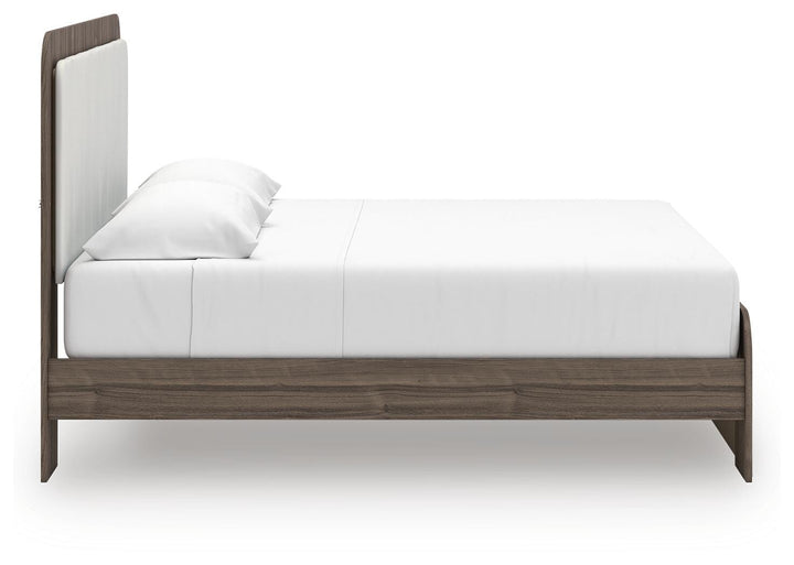 Kendanport King Upholstered Bed - White/Brown (7)