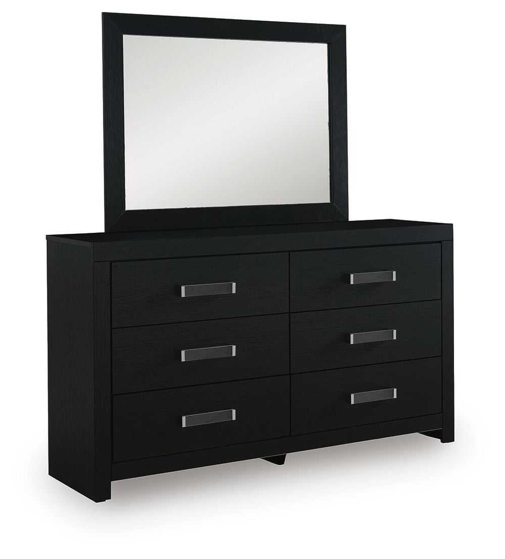 Maeling Queen Upholstered Panel Bed, Dresser and Mirror (3)