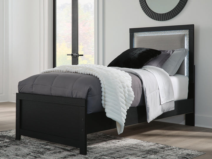 Maeling Twin Upholstered Panel Bed - Black (2)