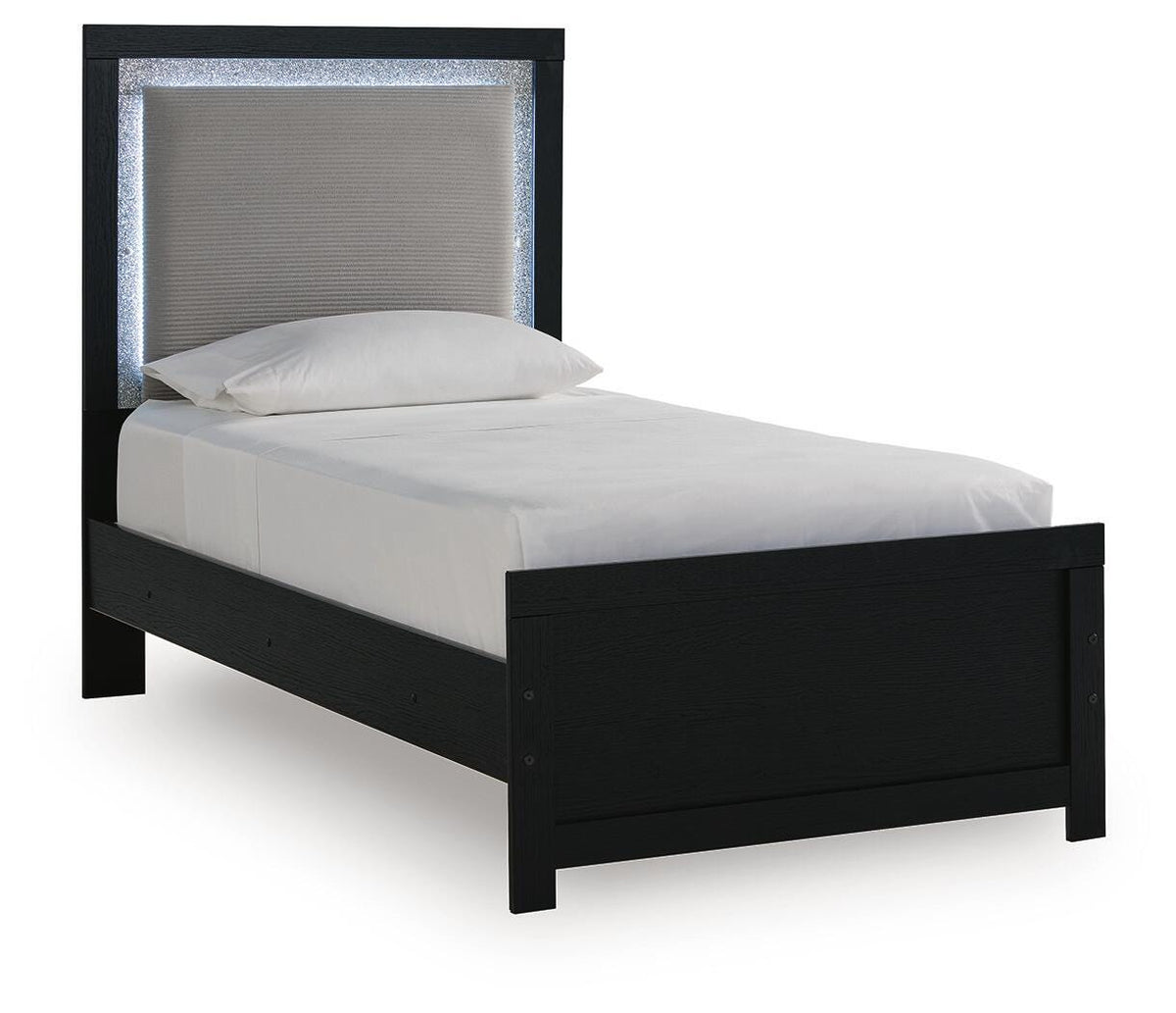 Maeling Twin Upholstered Panel Bed - Black (1)